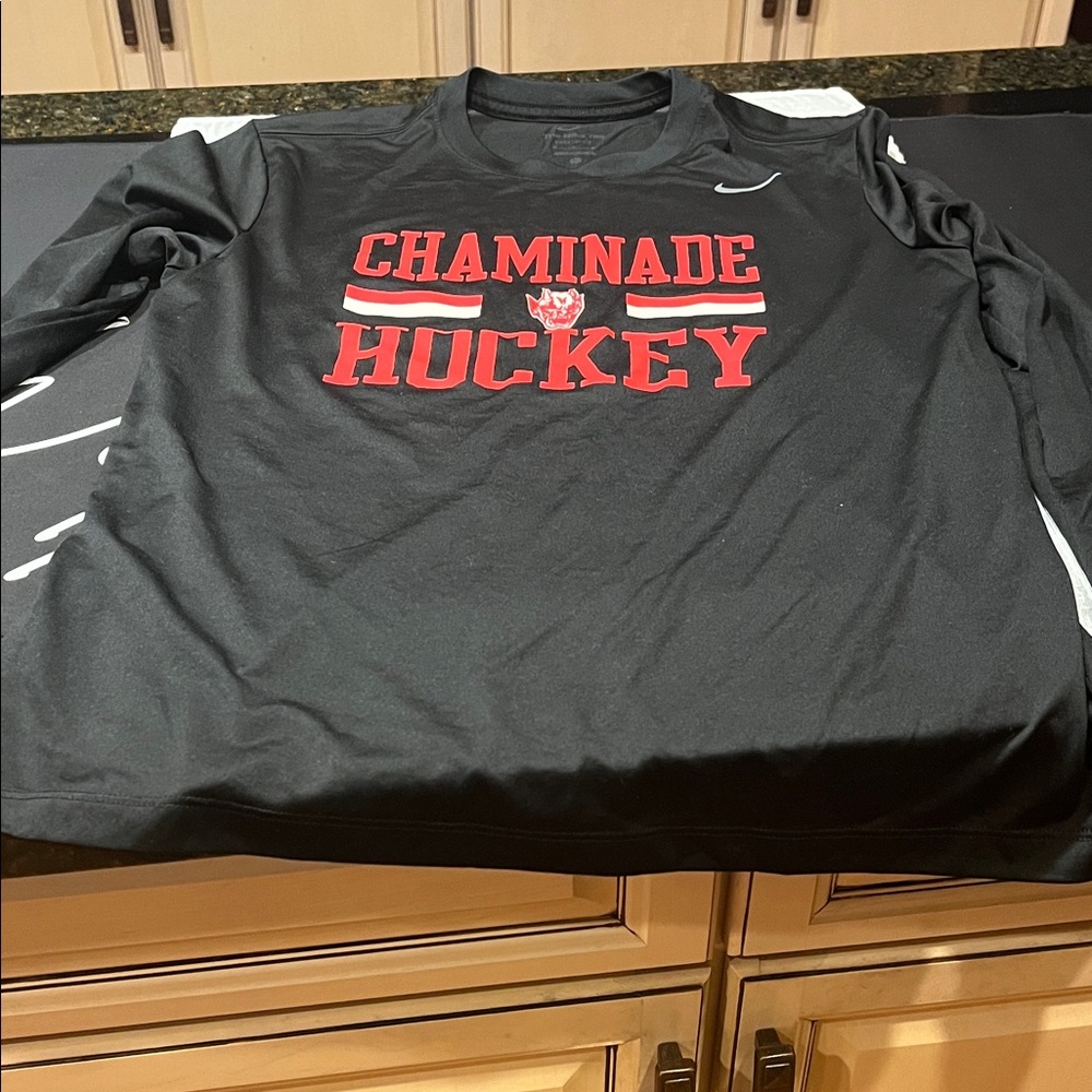 Nike Black and Red Hockey Jersey